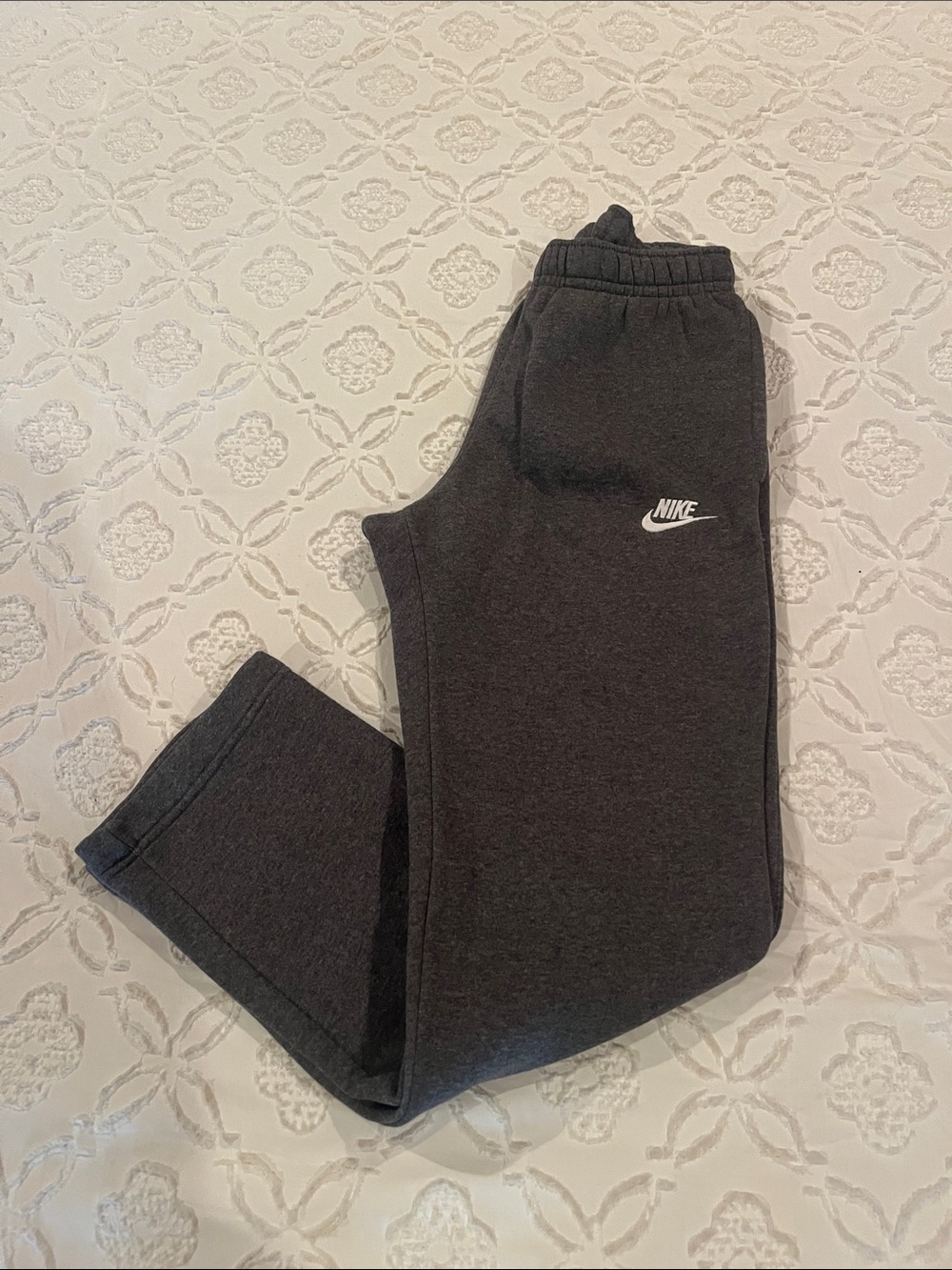 Nike kids Dark Charcoal Grey Joggers with White Swoosh